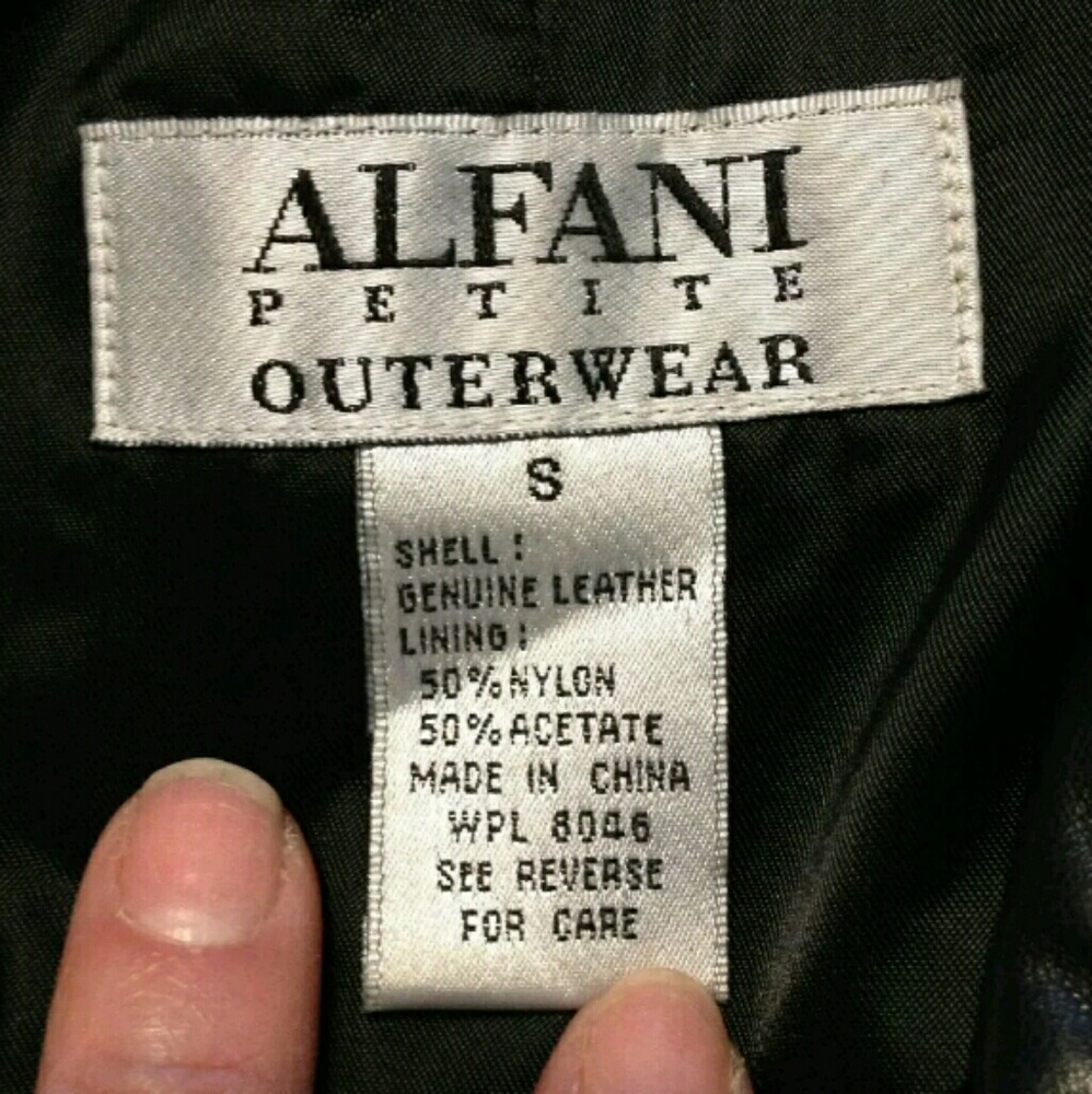 Alfani Petite Outerwear Genuine Leather Jacket - Picture 5 of 6